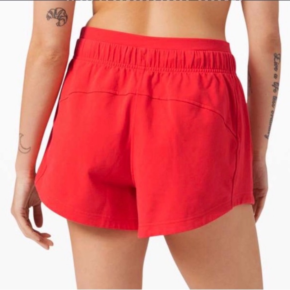 Lululemon Inner Glow Shorts 3” Terry Size 8 Cotton Red Casual Outdoor Feminine - Picture 2 of 6